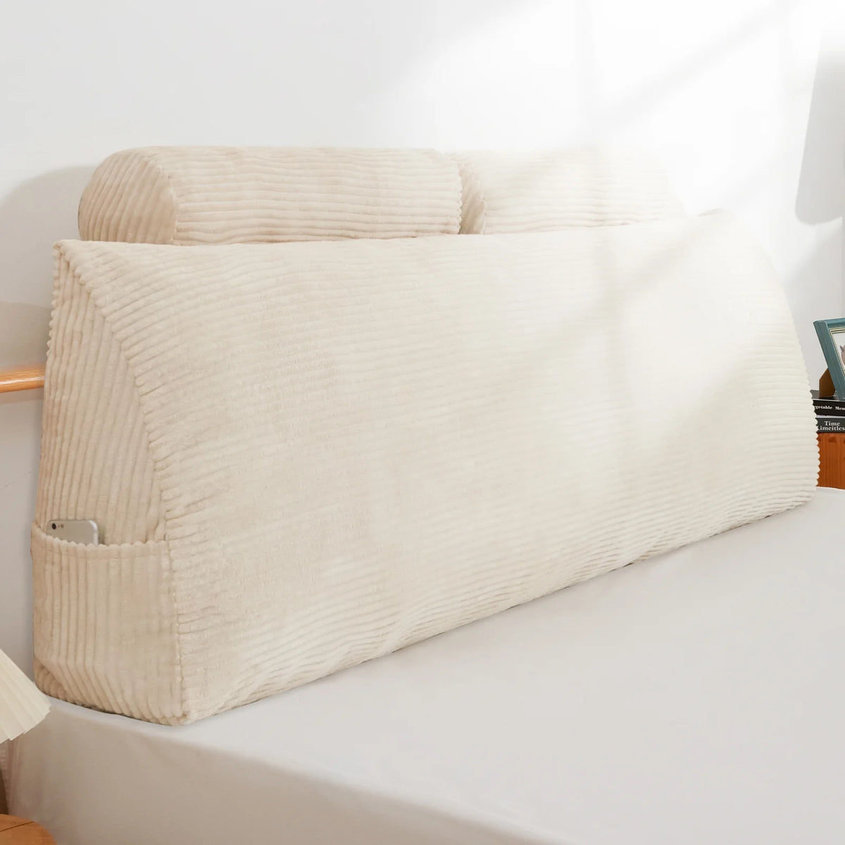 Wedge Headboard Pillow Queen Beige U86941