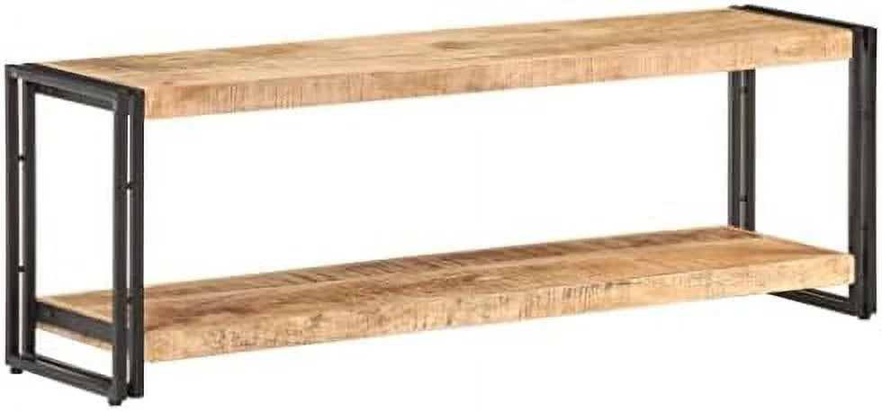 Rough Mango Wood TV Stand with Black Iron Frame N39505