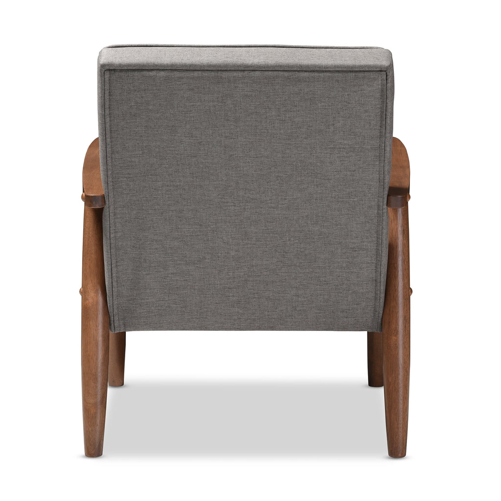 Grey Fabric Upholstered Wooden Lounge Chair U683