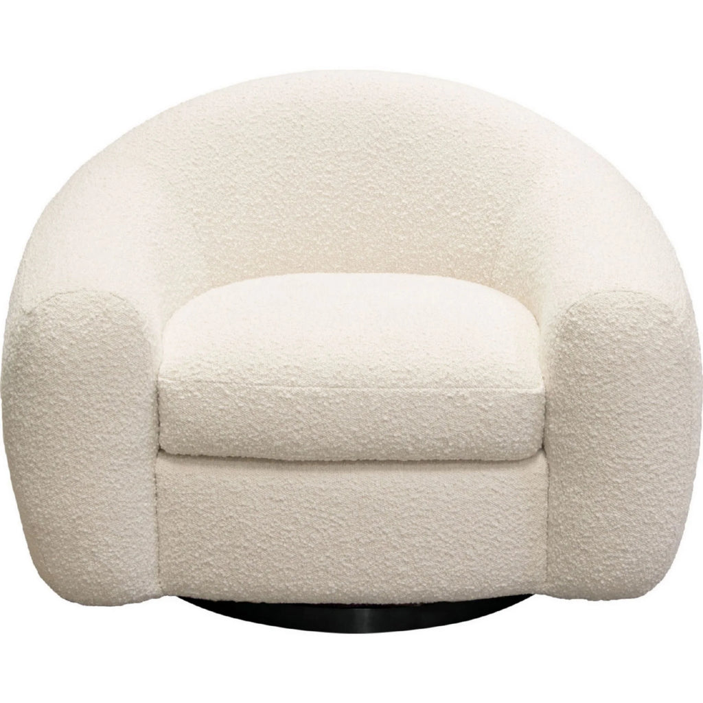 Bone White Boucle Swivel Accent Chair E42510