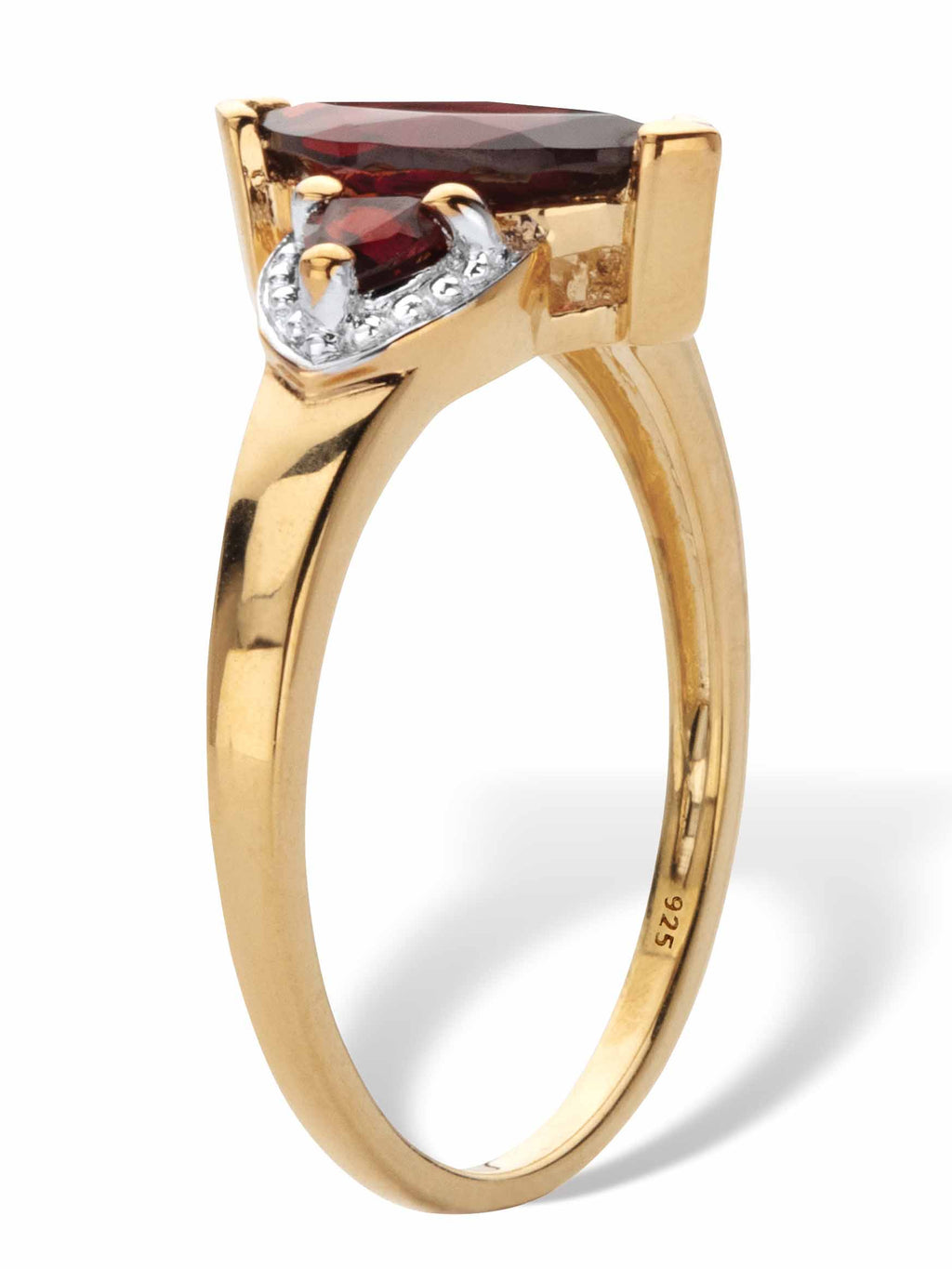 Marquise and Trillion Cut Red Garnet Ring, 1.68 TCW 14k Gold-Plated Sterling Silver W29152