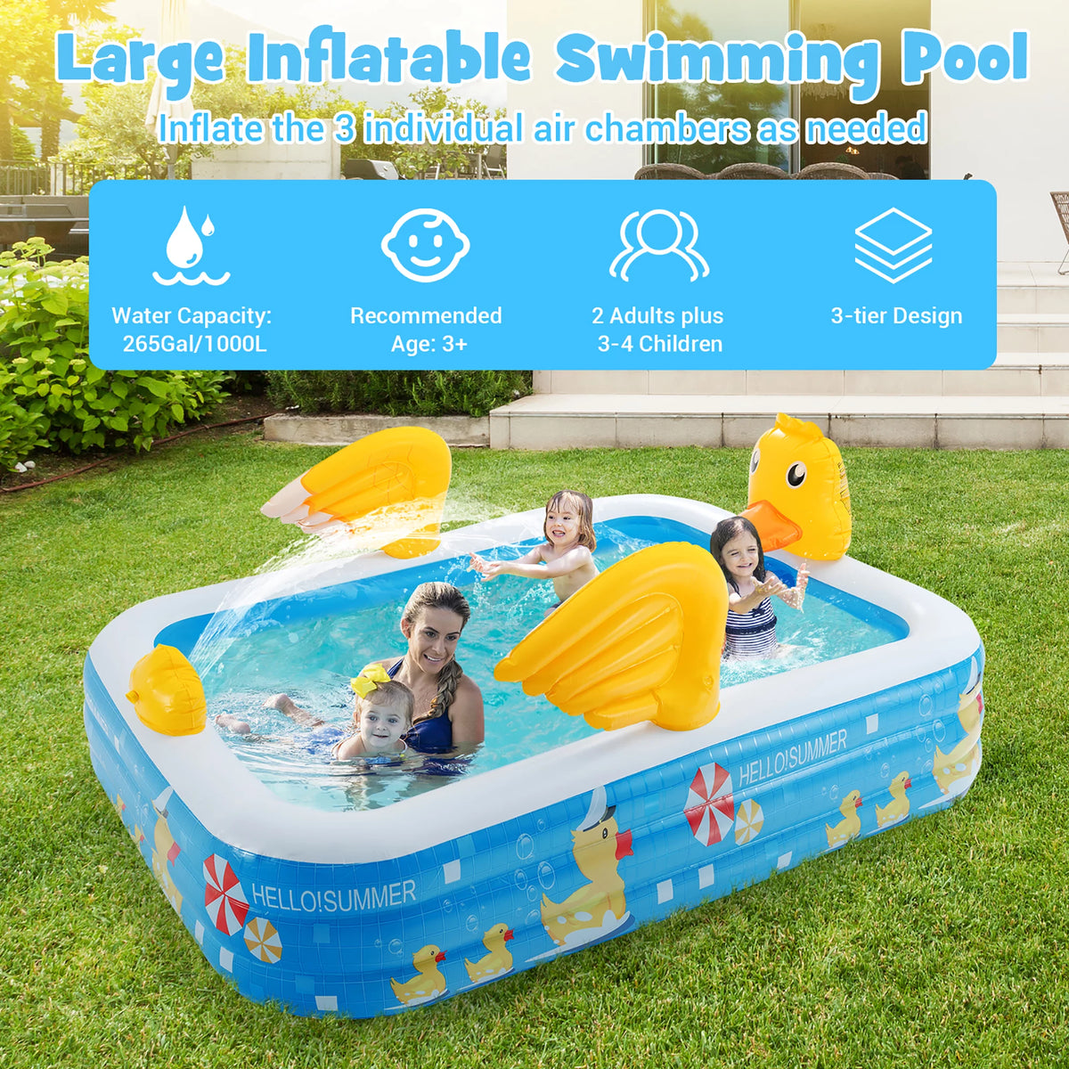 Inflatable Swimming Pool with Sprinkler D598