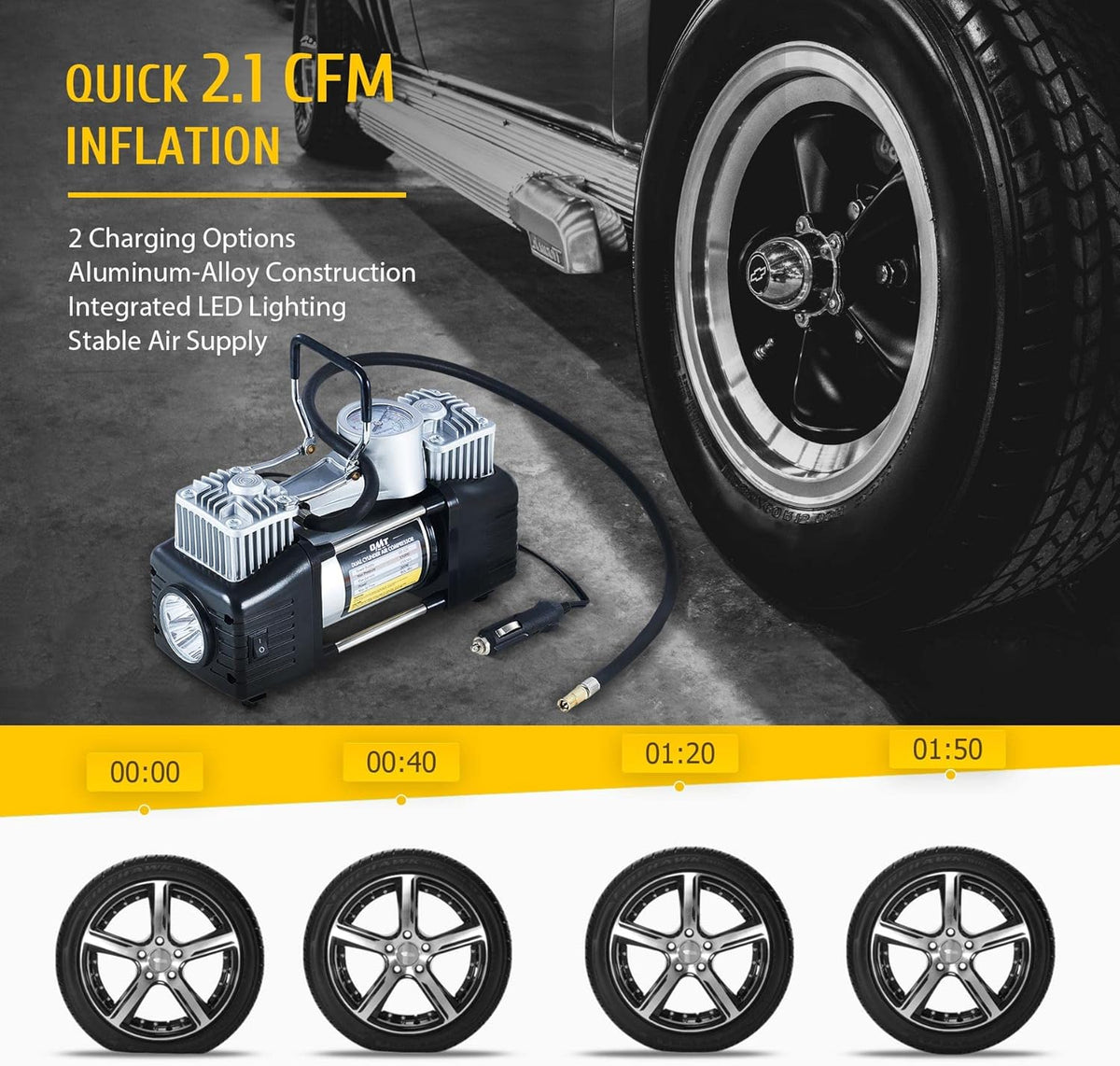 30pc Tire Repair Kit with 12V 150psi Air Compressor E243