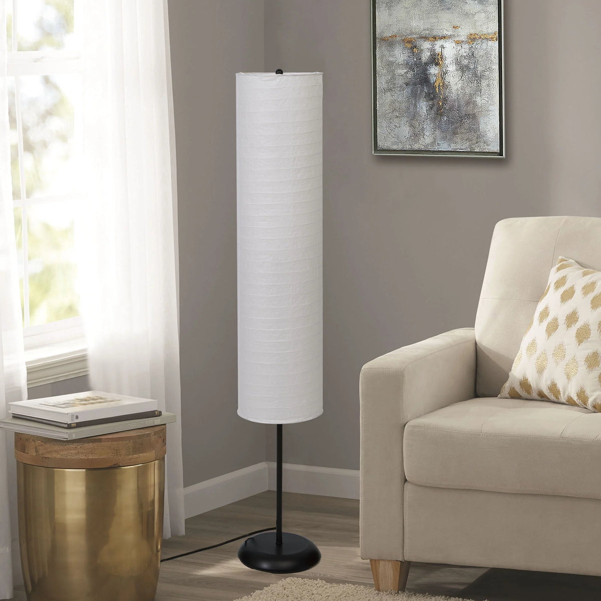 Black Rice Paper Shade Floor Lamp H918150