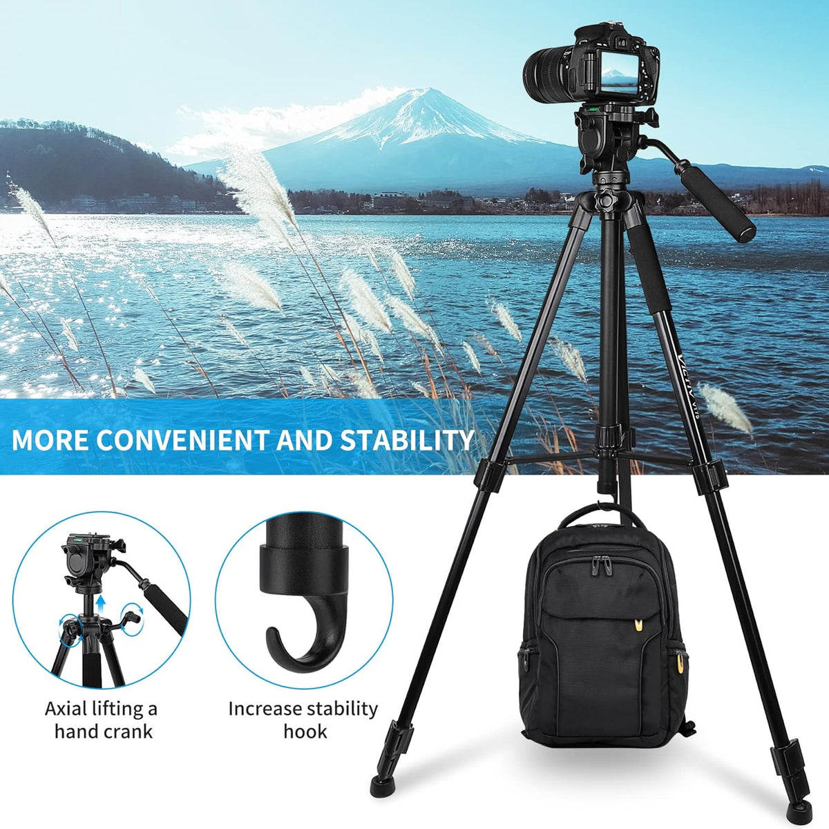 73 inch Tripod with Fluid Head, 2 Quick Release Mounts, Tablet & Phone Mount, Pack of 2 Y884039