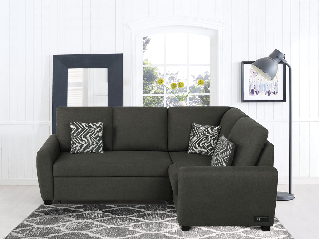 Charcoal Gray Fabric Sectional Sofa with USB & Power M48196
