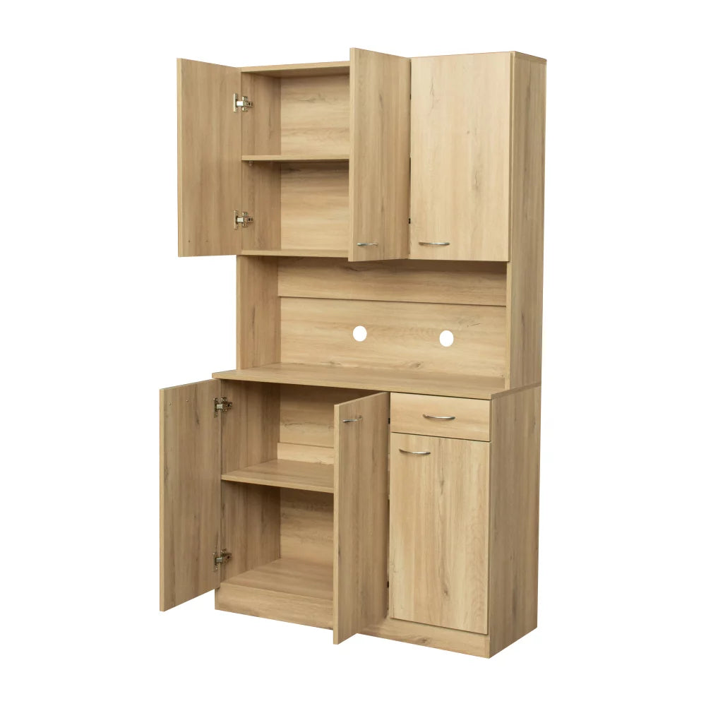 70.87" Tall Wardrobe & Kitchen Cabinet with 6 Doors 1 Drawer Rustic Oak U323