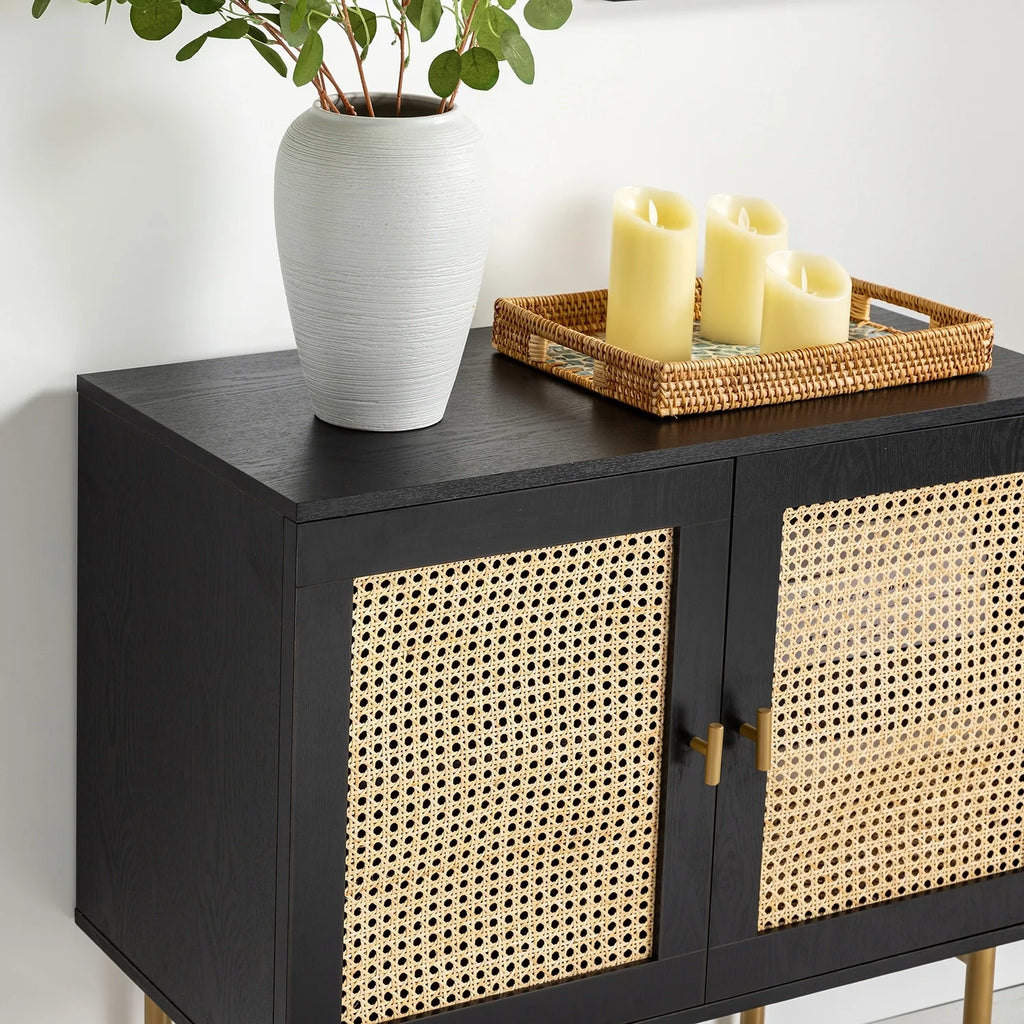 Modern Rattan Storage Cabinet with 2 Doors A258