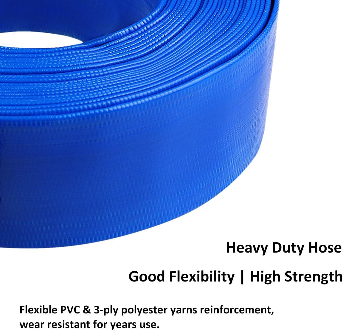 2 x 100' Blue PVC Heavy Duty Discharge Hose with Aluminum Camlock Fittings S1669