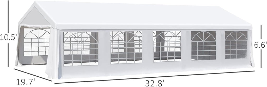 White Heavy Duty Carport Canopy with Removable Sidewalls and Windows C854