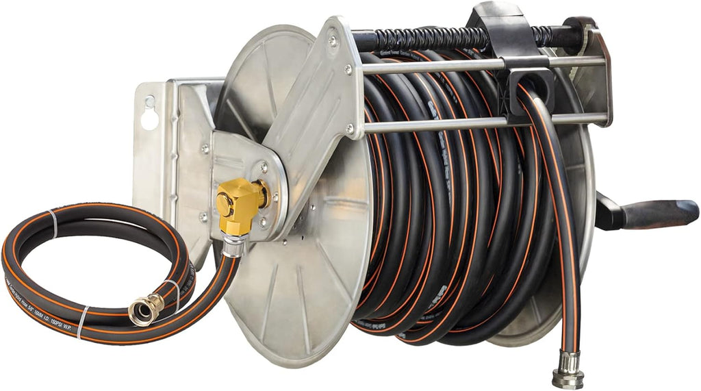 Stainless Steel Garden Hose Reel, Wall/Floor Mounted, 150-Feet 5/8 Hose Capacity G331747