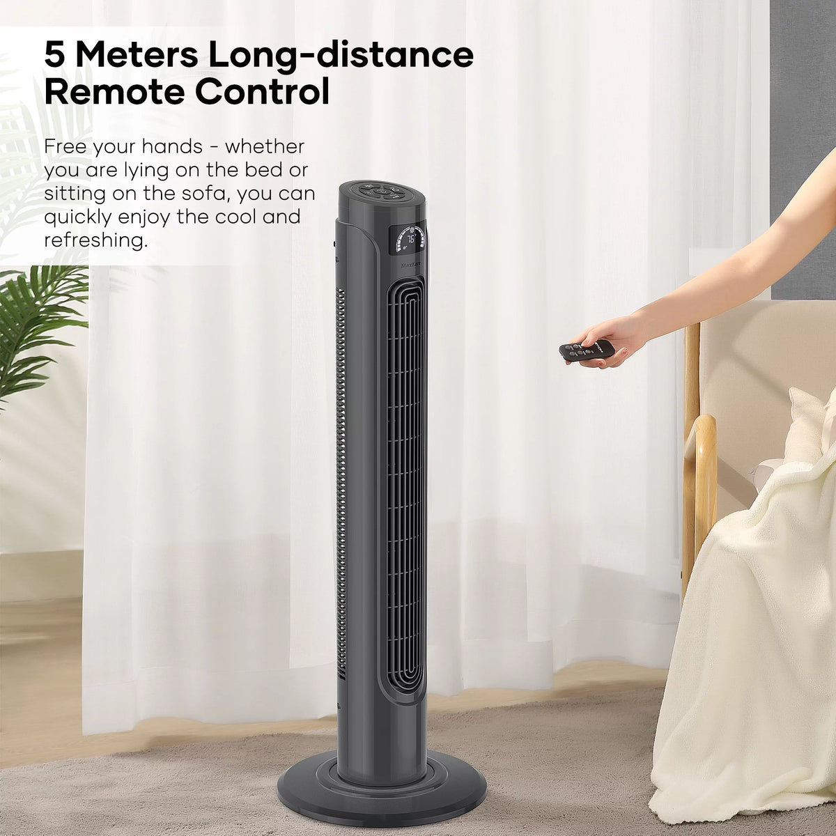 36 Tower Fan with Remote, 3 Speeds 3 Modes 15H Timer, 90° Oscillating, Grey H2328