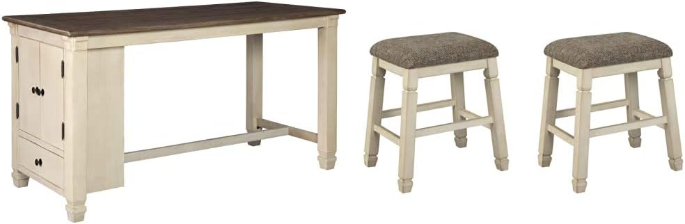 Rustic Counter Height Dining Table with Storage, Dark Gray N7834