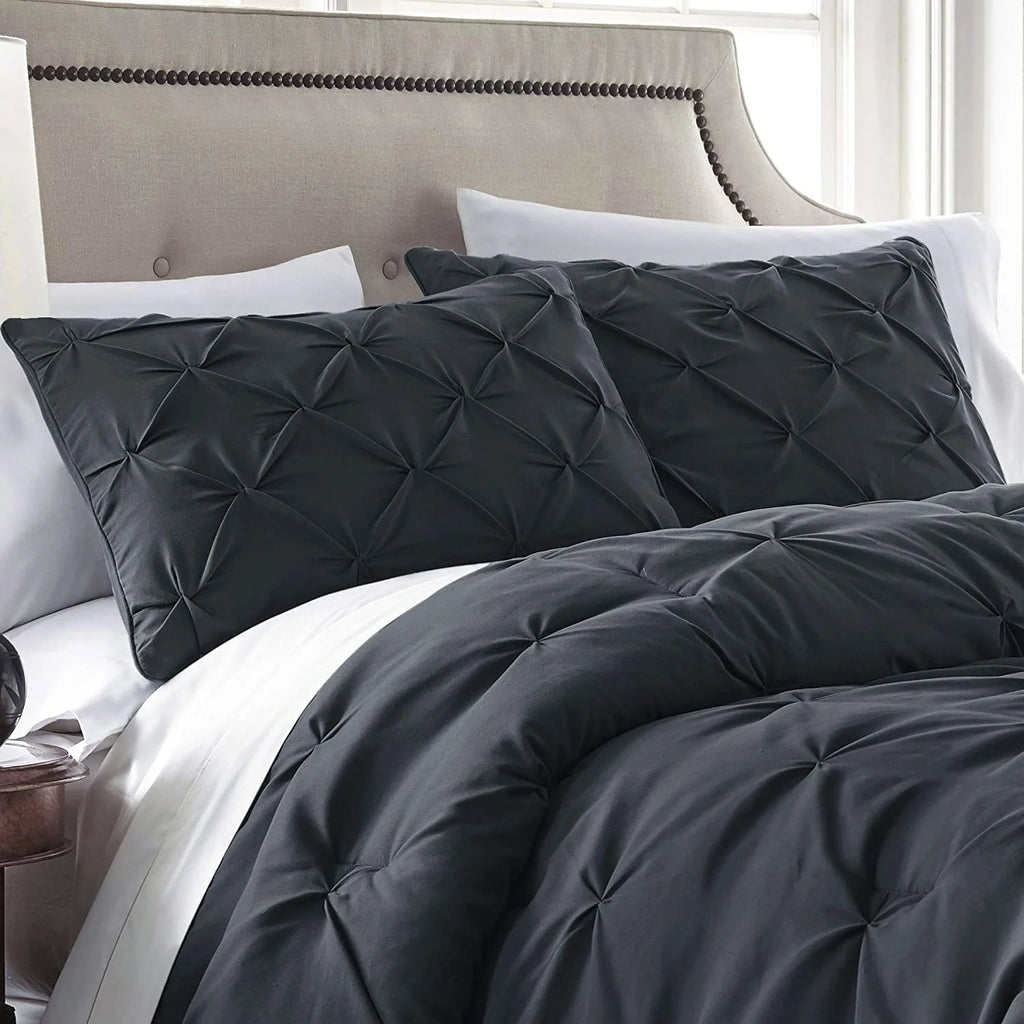 7-Piece Pintuck Comforter Set, Queen, Shadow Gray S27397