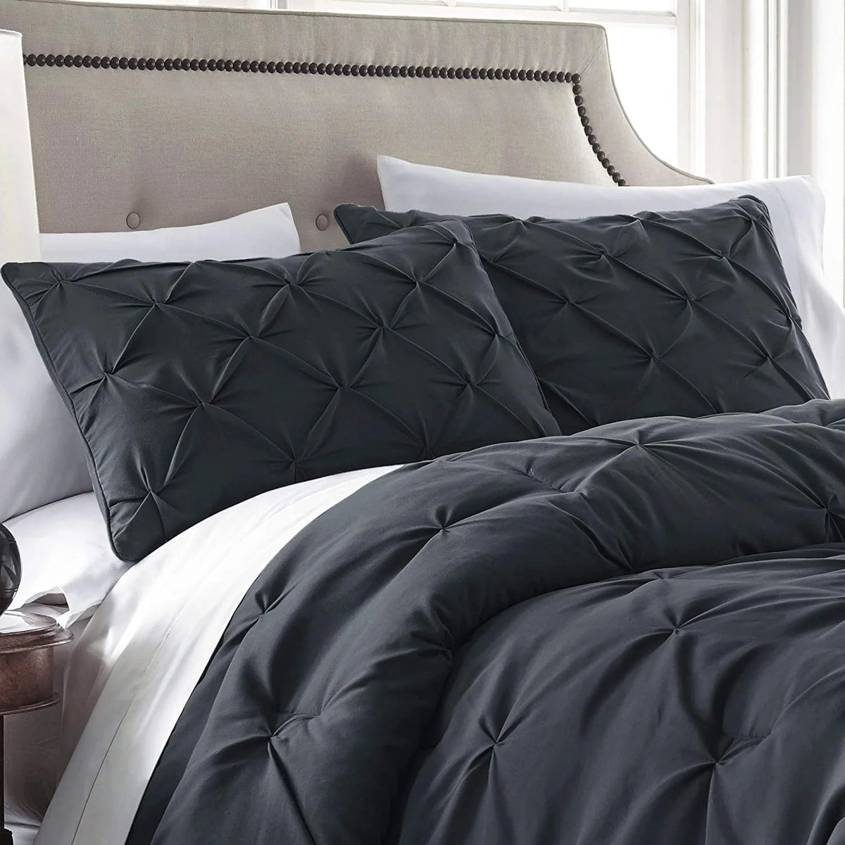 7-Piece Pintuck Comforter Set, Queen, Shadow Gray S27397