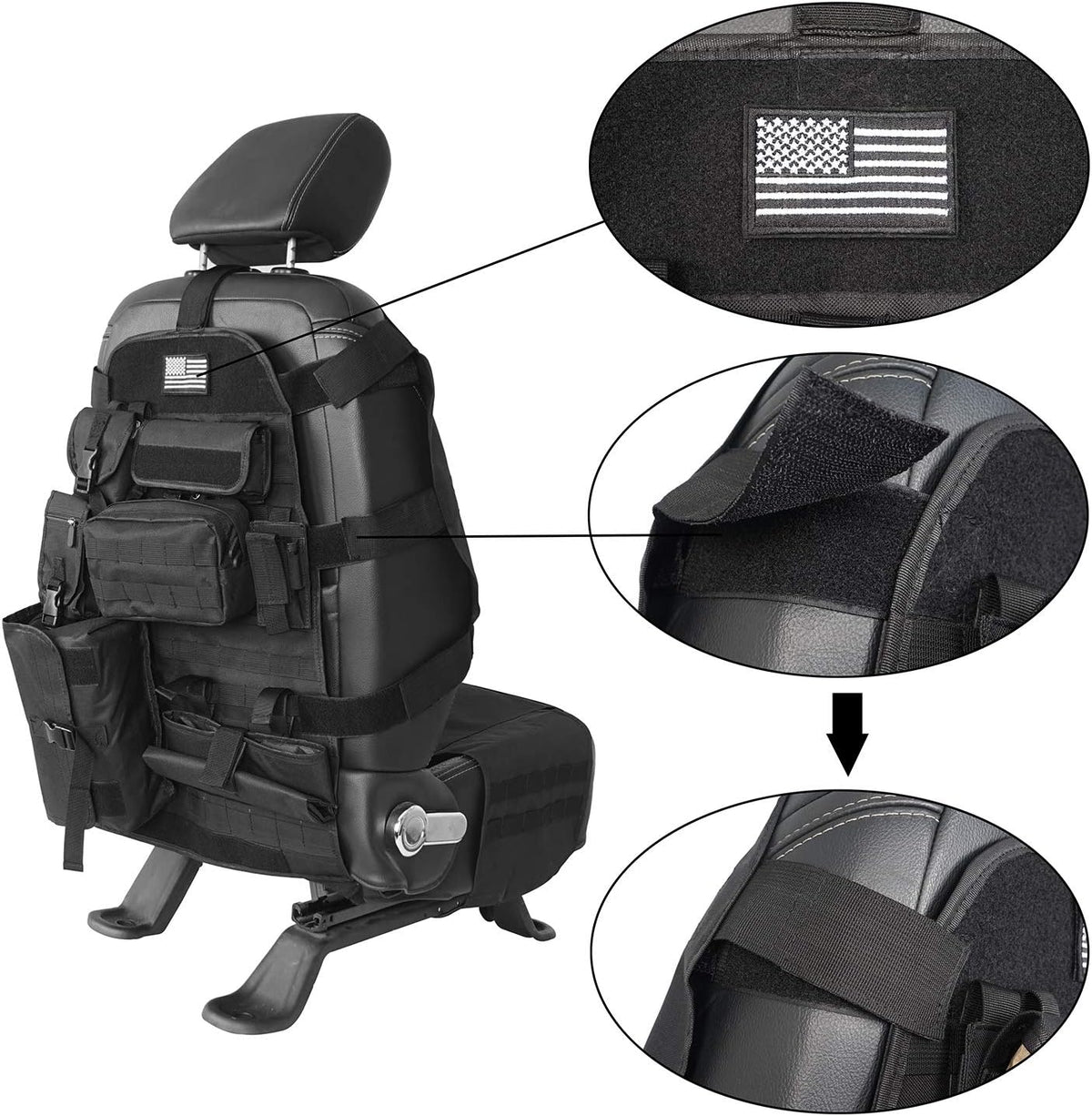 Tactical Seat Organizer with Storage Bag Multi Pocket Molle Pouch P713856