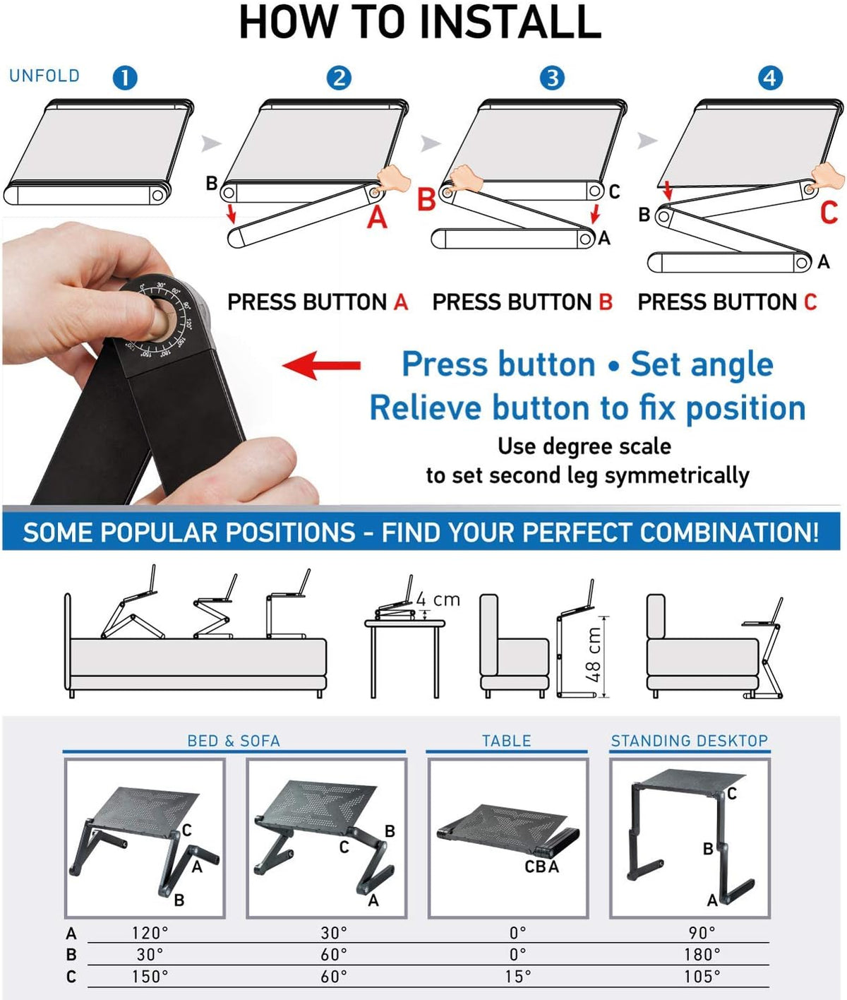 Black Pack of 2 Folding Laptop Table Q156