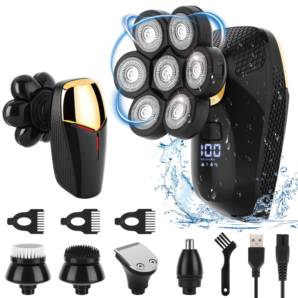 7D Rechargeable Rotary Wet/Dry Shaver, Silver, Pack of 2 V594984