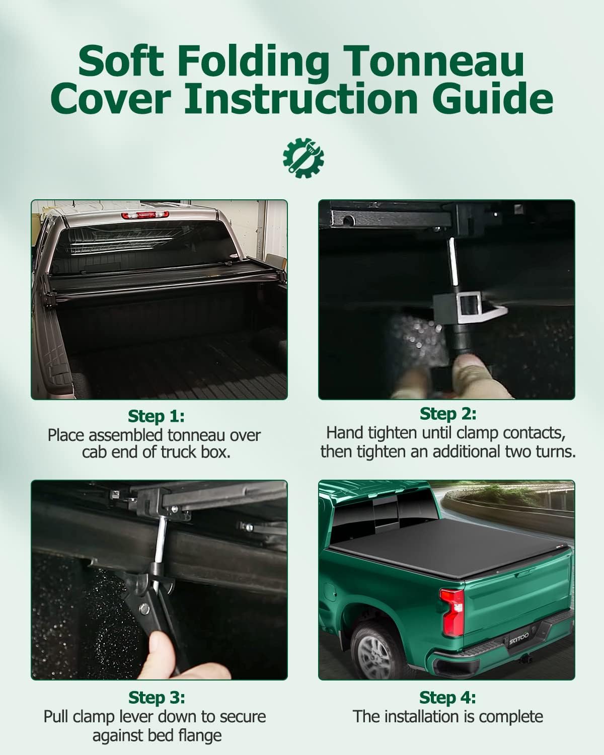 Soft Tri Fold Tonneau Cover for 5FT Truck Bed U77522