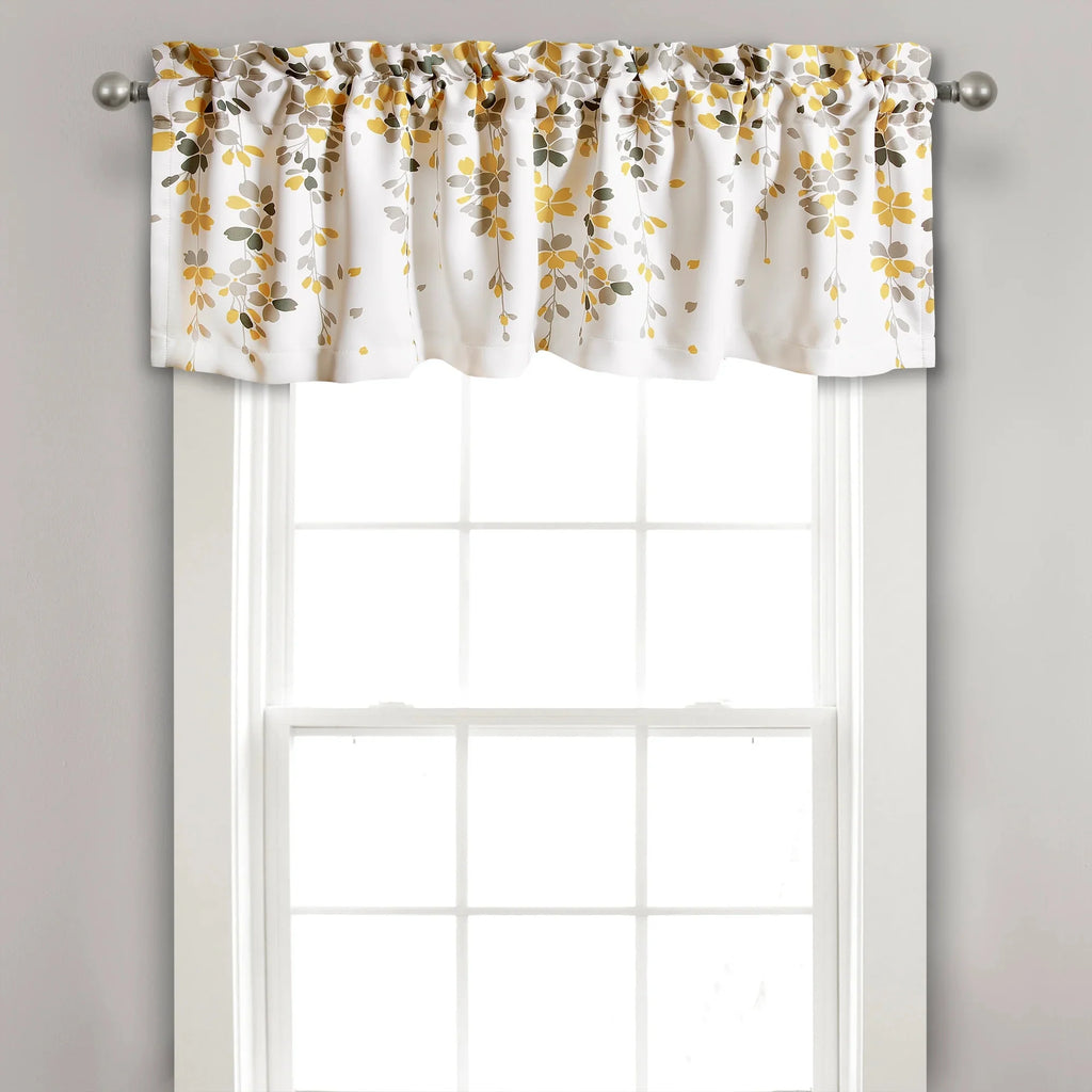 Floral Yellow Polyester Room Darkening Valance A99580