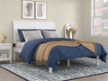 Queen Wood Platform Bed Frame with Sleigh Headboard, White E748244