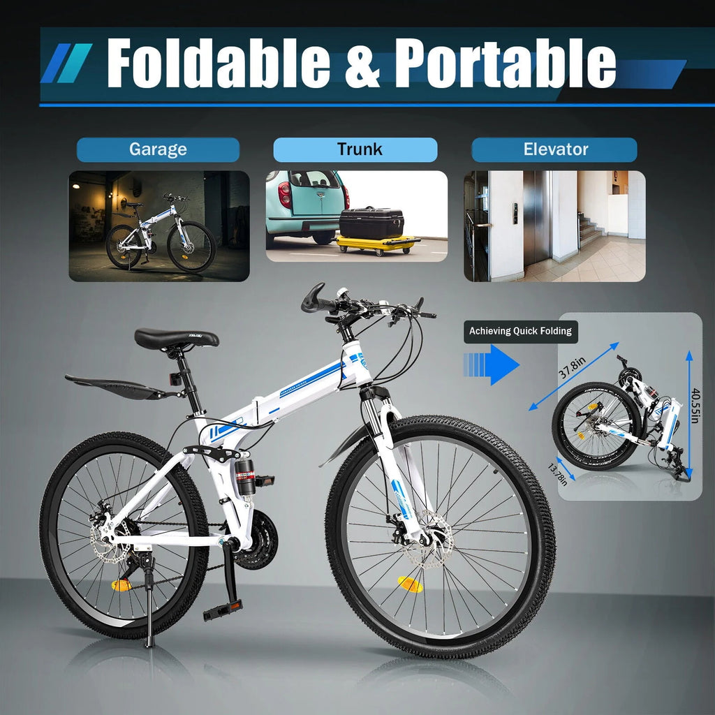 26 Mountain Bike 21-Speed Folding Dual Disc Brake Bicycle H5248