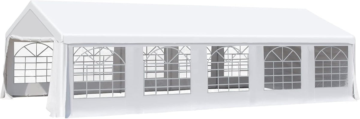 White Heavy Duty Carport Canopy with Removable Sidewalls and Windows C854