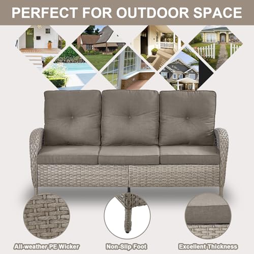 Brown Wicker High Back Patio Club Chair Set of 2 with Removable Cushions R52665