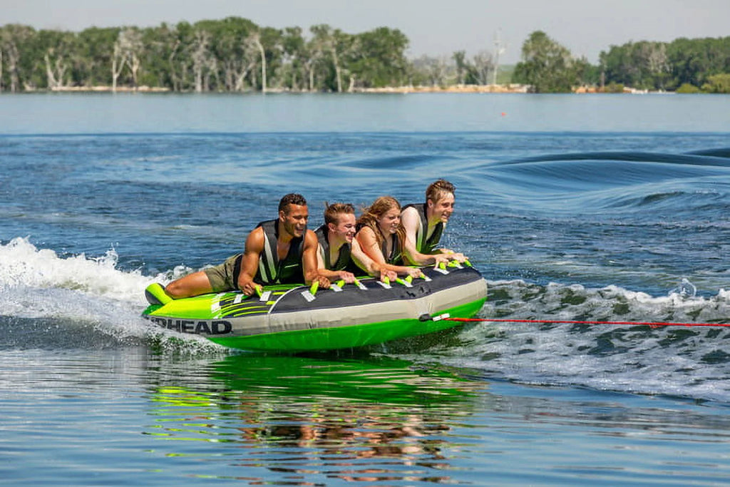 4-Person Towable Boat Tube Float, Heavy-Duty Nylon, Green J2012