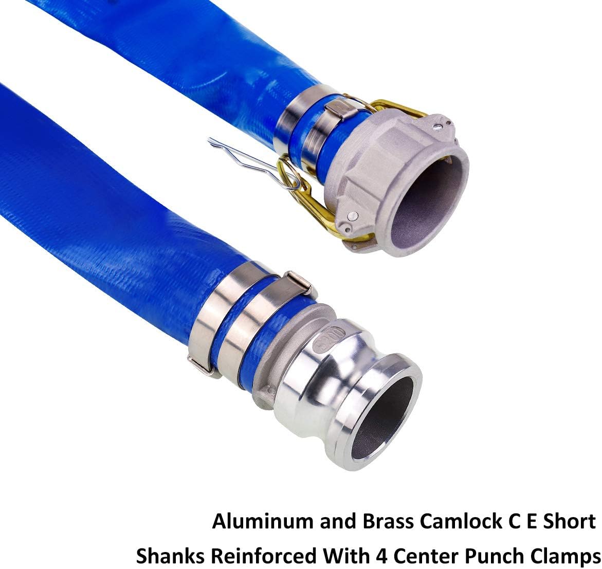 2 x 100' Blue PVC Heavy Duty Discharge Hose with Aluminum Camlock Fittings S1669