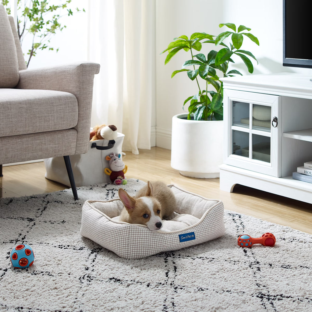 Brown Plaid Dog Bed D1848