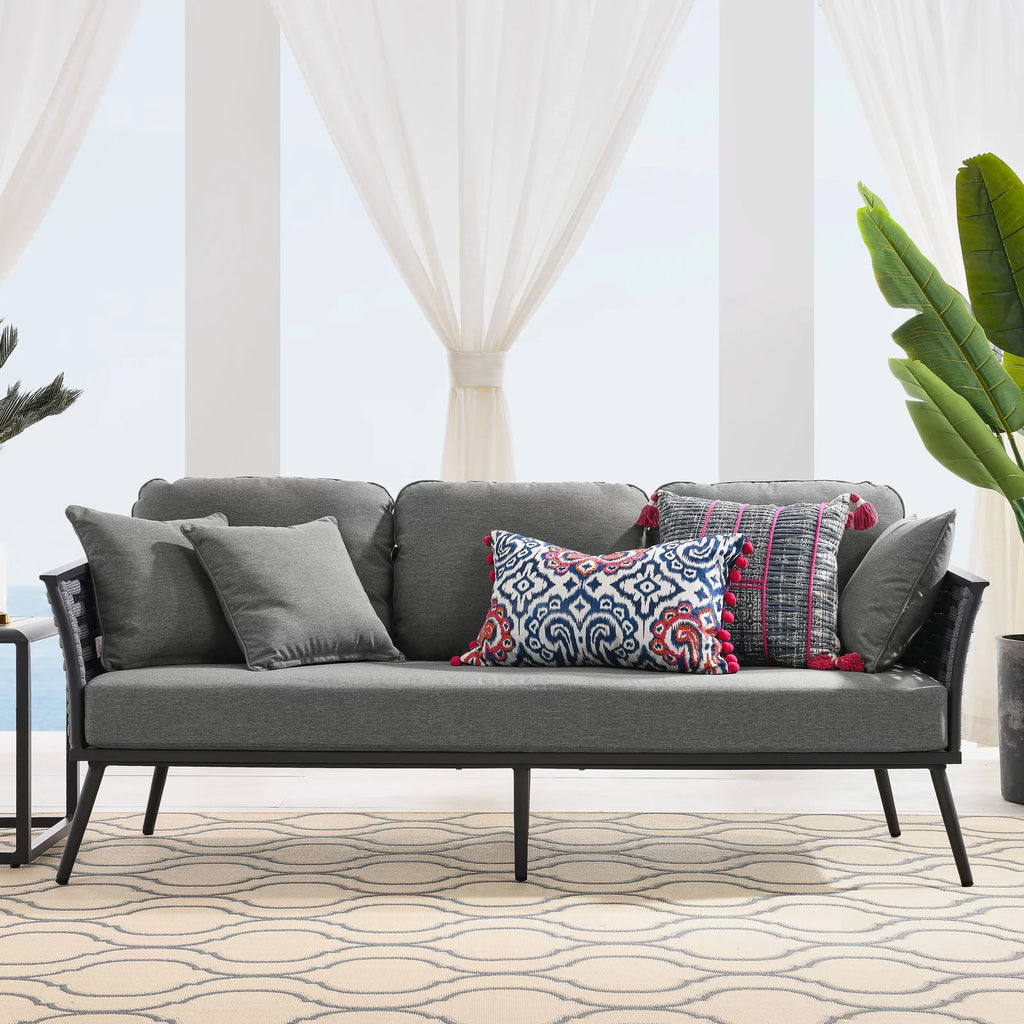 Grey Aluminum Fabric Lounge Sofa V8306