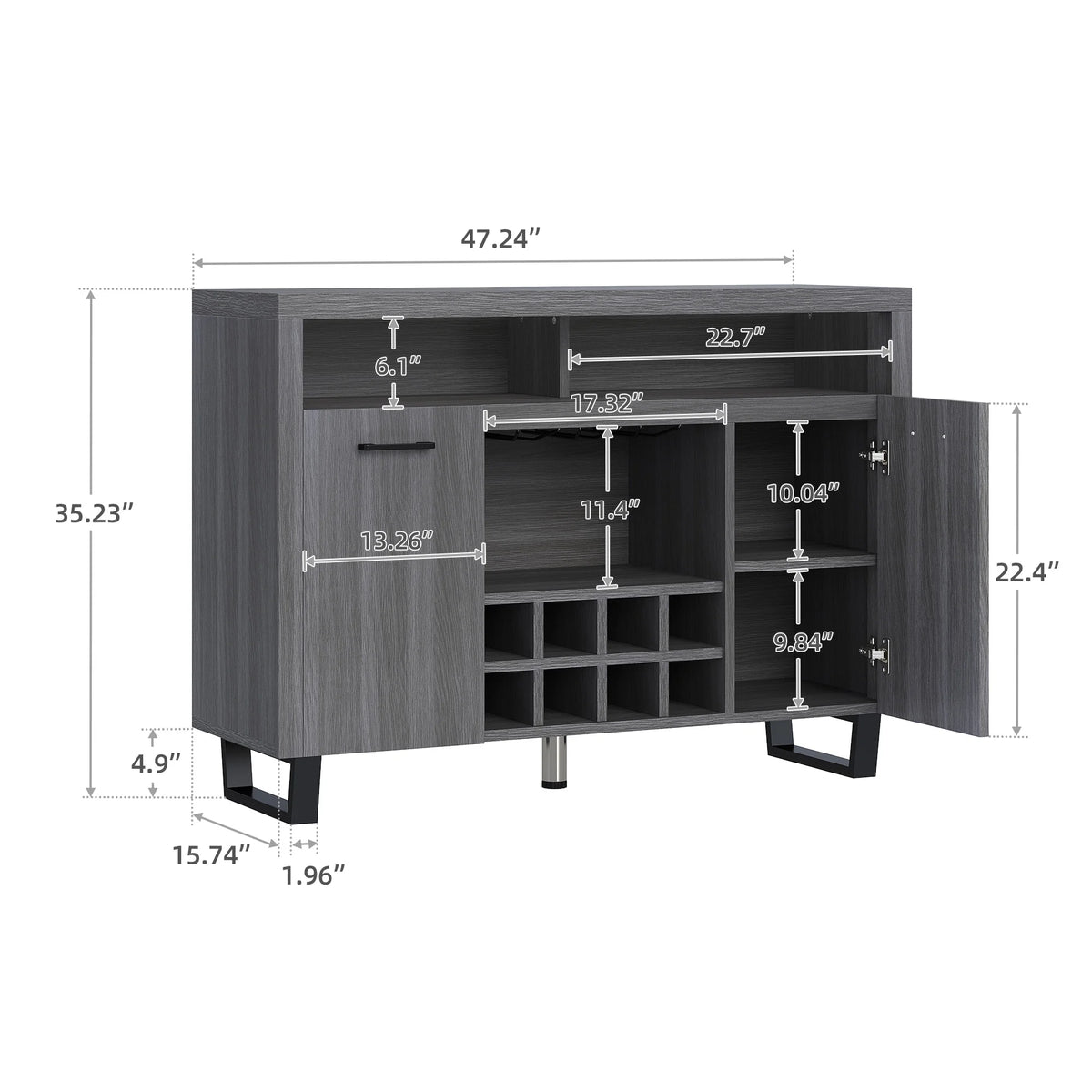 Dark Rustic Oak Sideboard Buffet Cabinet with Storage R226
