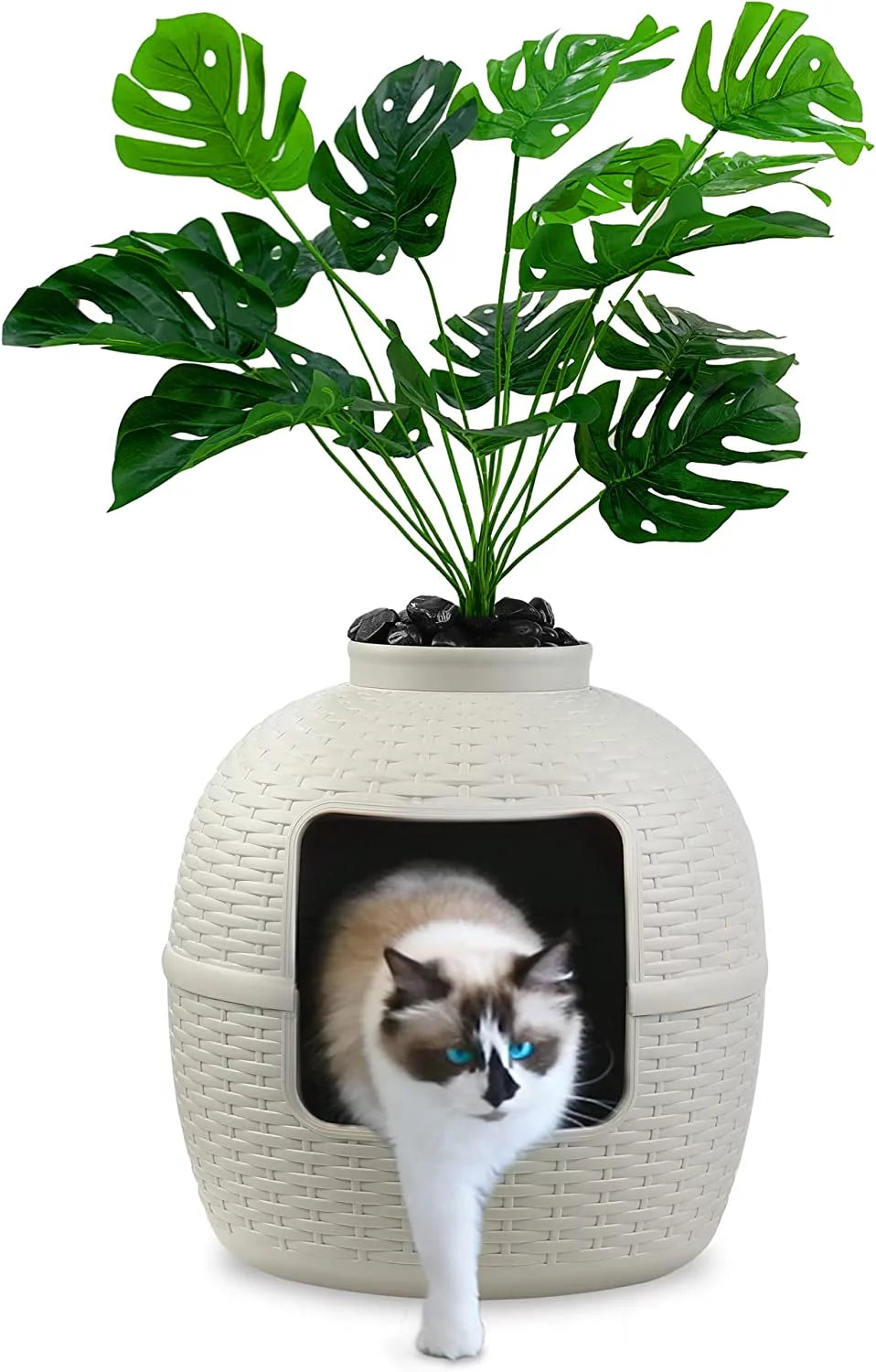 White Hidden Litter Box Furniture Q65883
