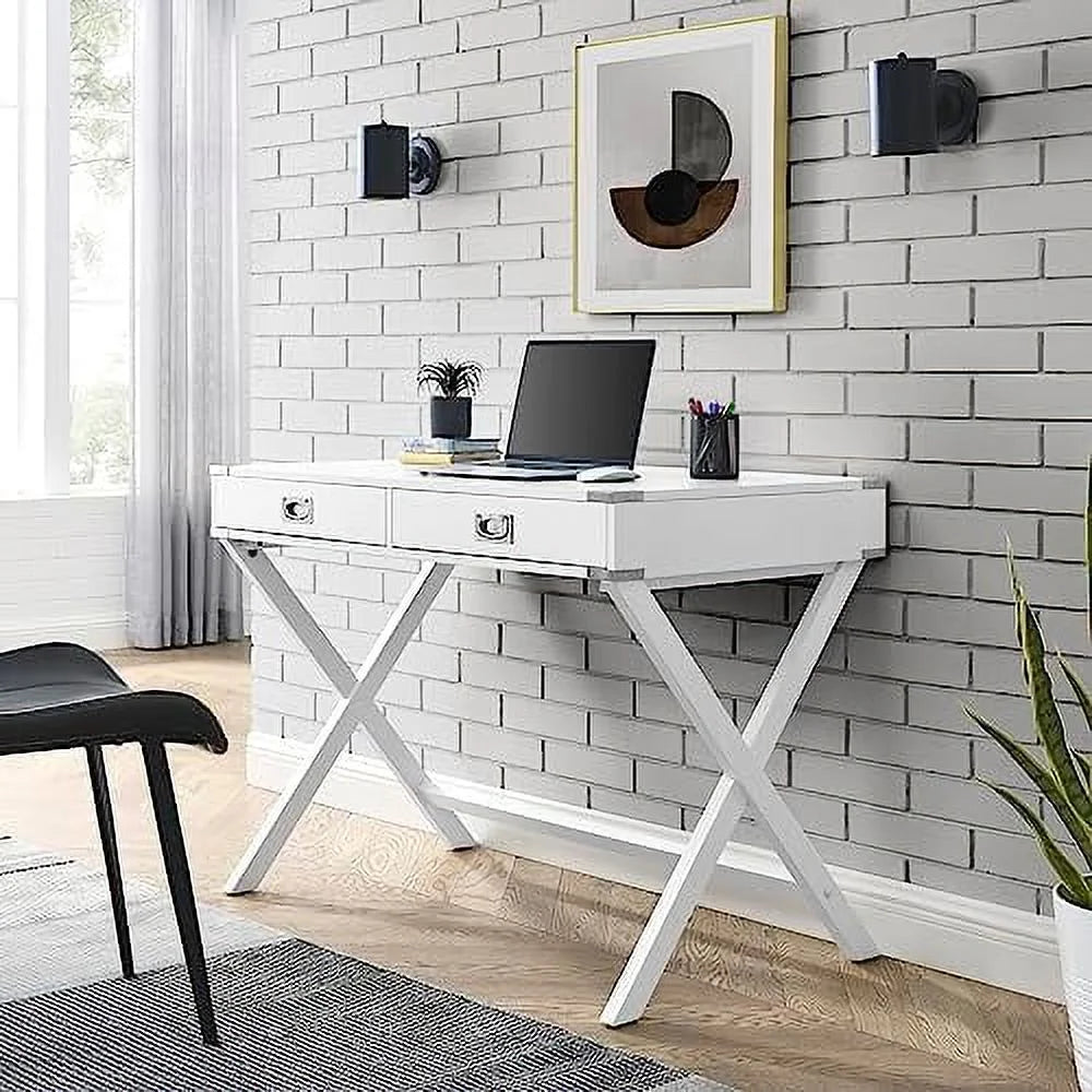 Small White Computer Desk with Drawer G9403