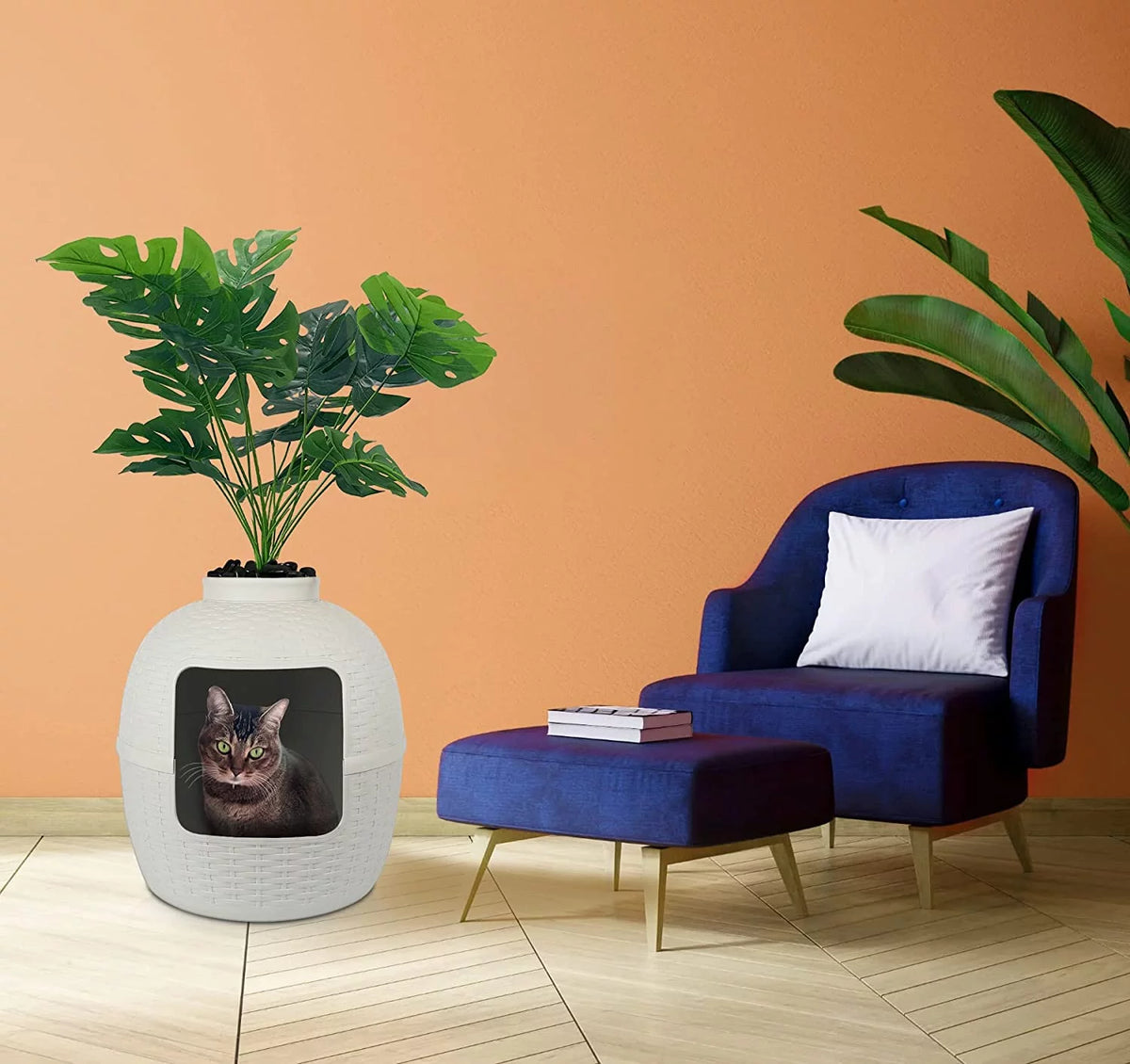 White Hidden Litter Box Furniture Q65883