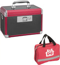 Lockable Medicine Storage Box with First Aid Bag Organizer, Black Red W525593