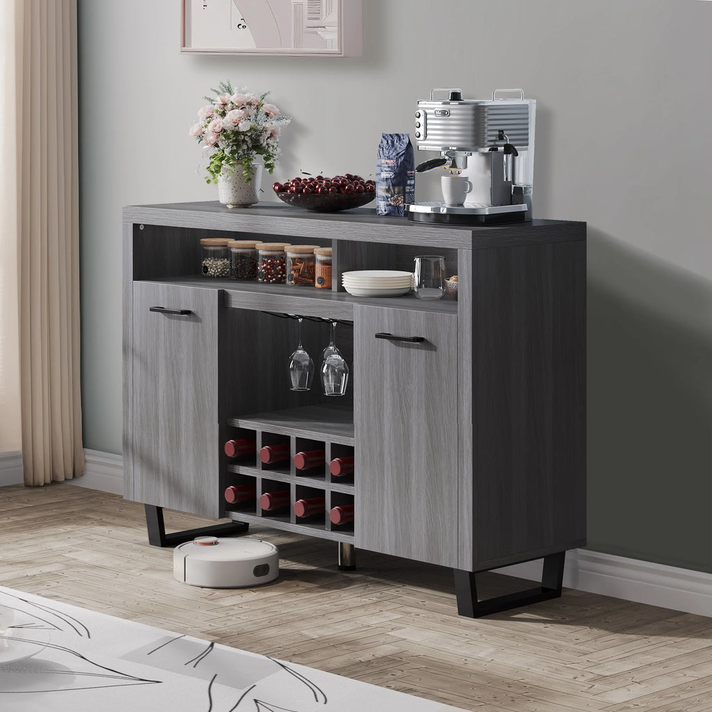 Dark Rustic Oak Sideboard Buffet Cabinet with Storage R226