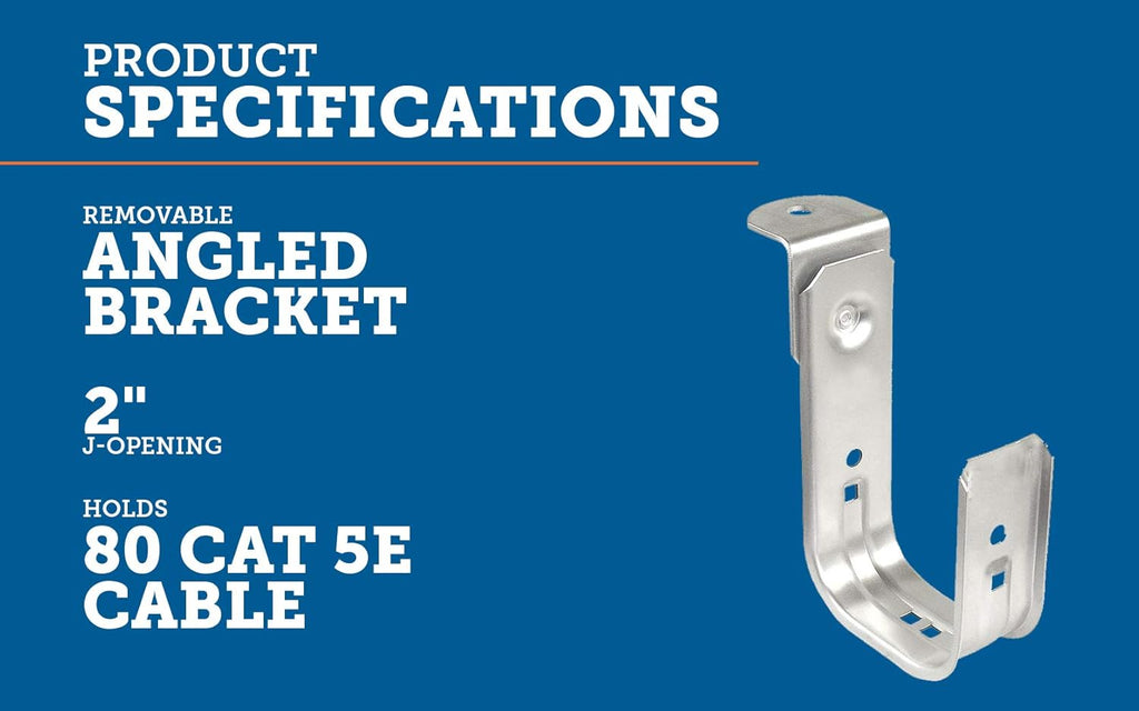 2 Inch Zinc Plated Steel Ceiling Mount J-Hook, 50 Pack B23967