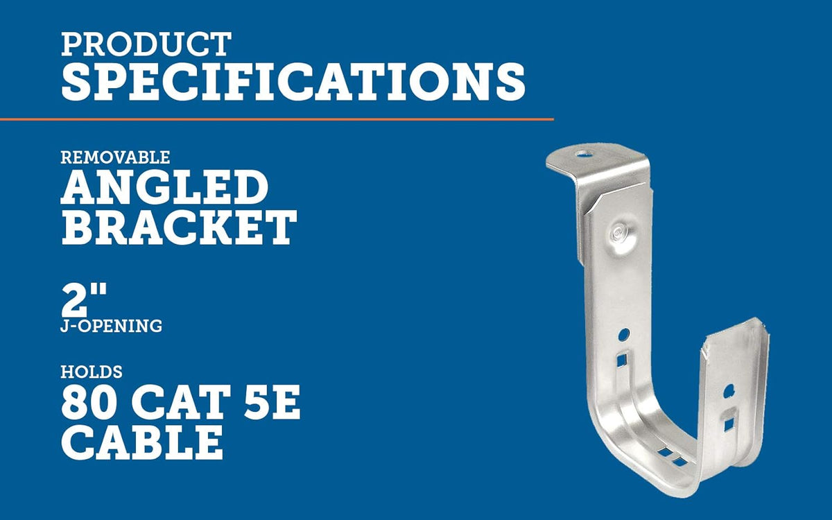 2 Inch Zinc Plated Steel Ceiling Mount J-Hook, 50 Pack B23967