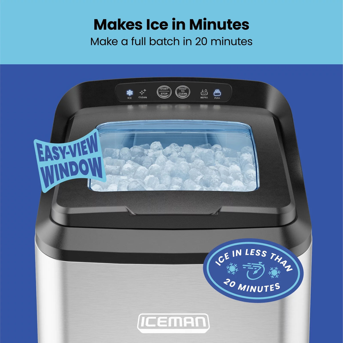 Countertop Bullet Ice Machine 1.3lb Capacity Stainless Steel P437205