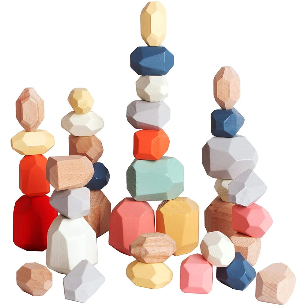36Pcs Colorful Wooden Stacking Balancing Stone Building Blocks T6635