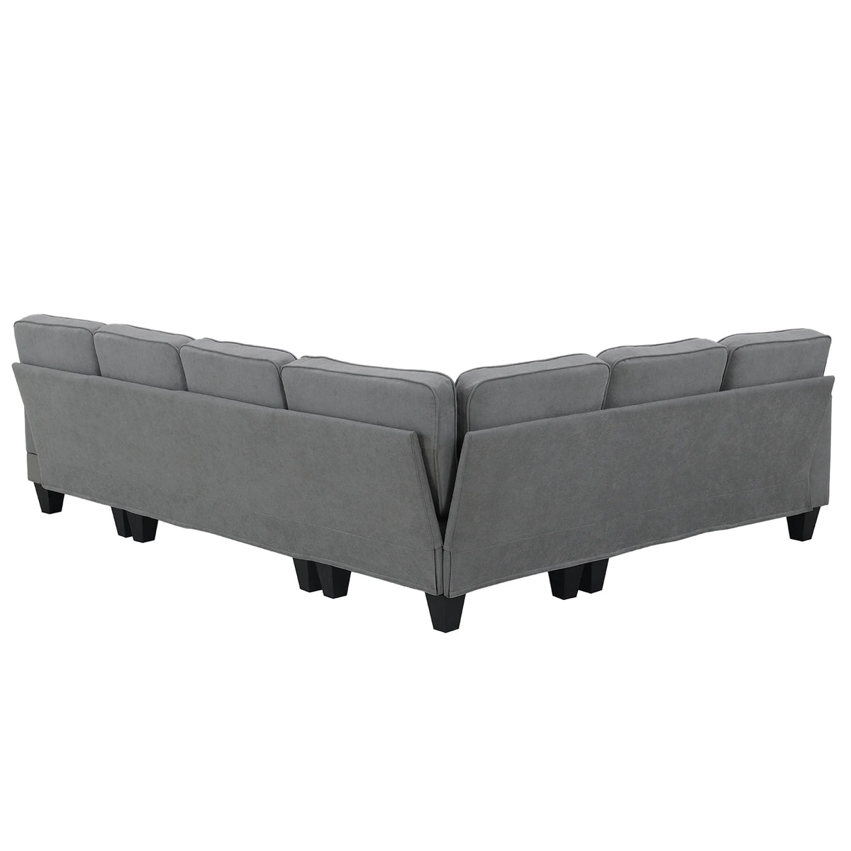 Dark Gray 7 Seat U Shape Sectional Sofa with 3 Pillows J662827