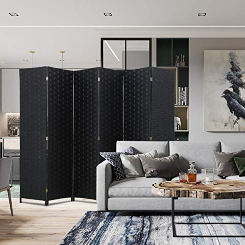 4 Panel 6 Feet Foldable Wood Mesh Room Divider Screen Q398
