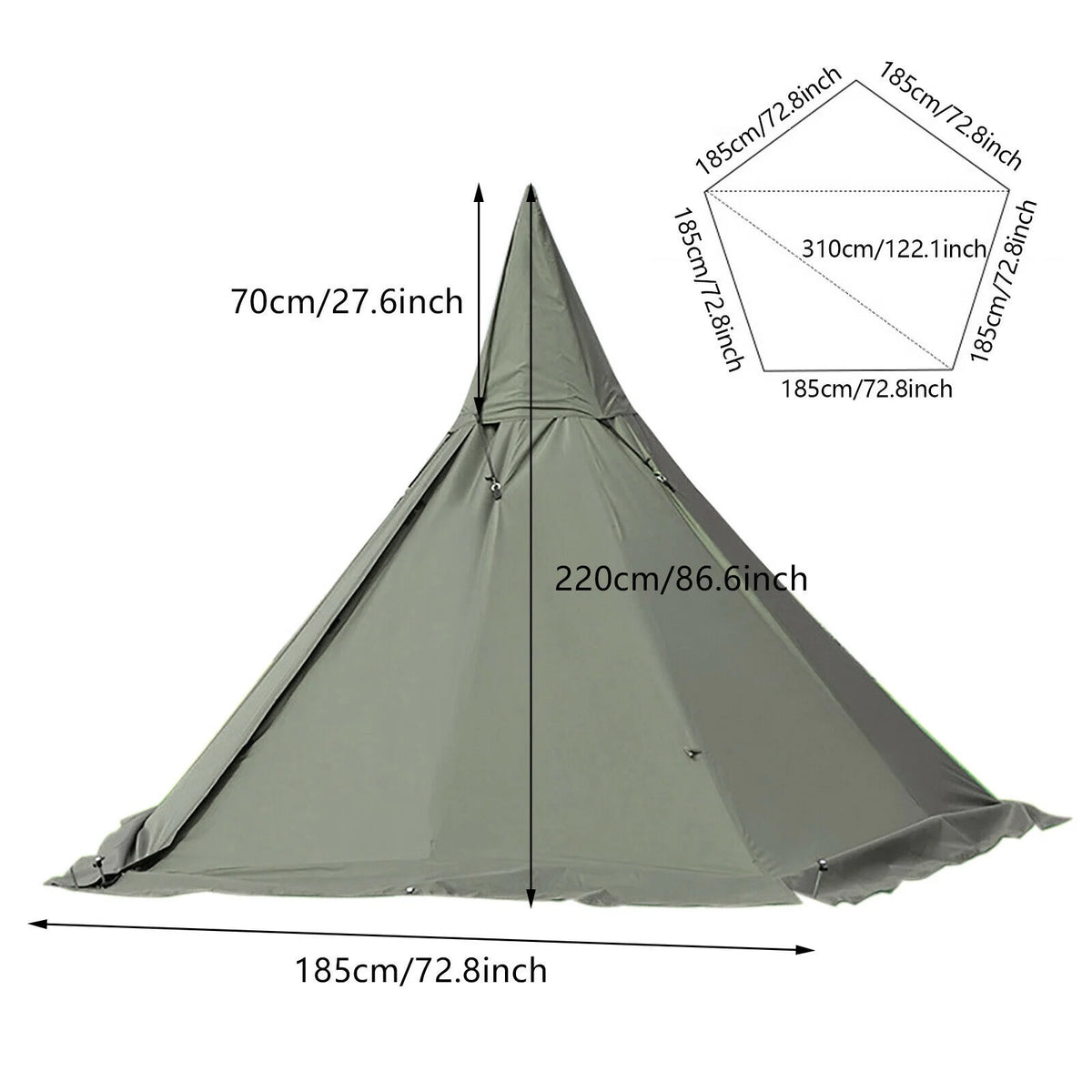 Pyramid Tent 4-Season Portable 2 People 7.2ft Height M84511