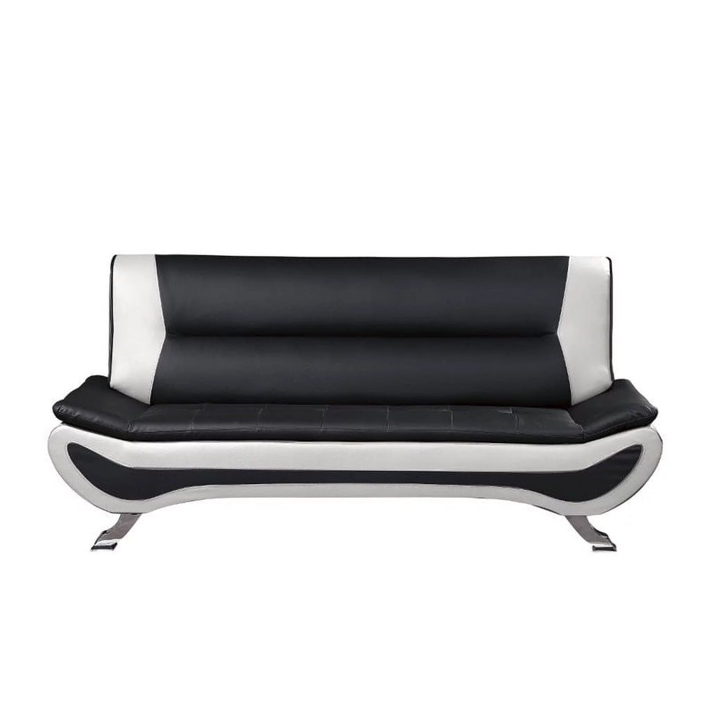 Faux Leather Sofa in Black and White G1291