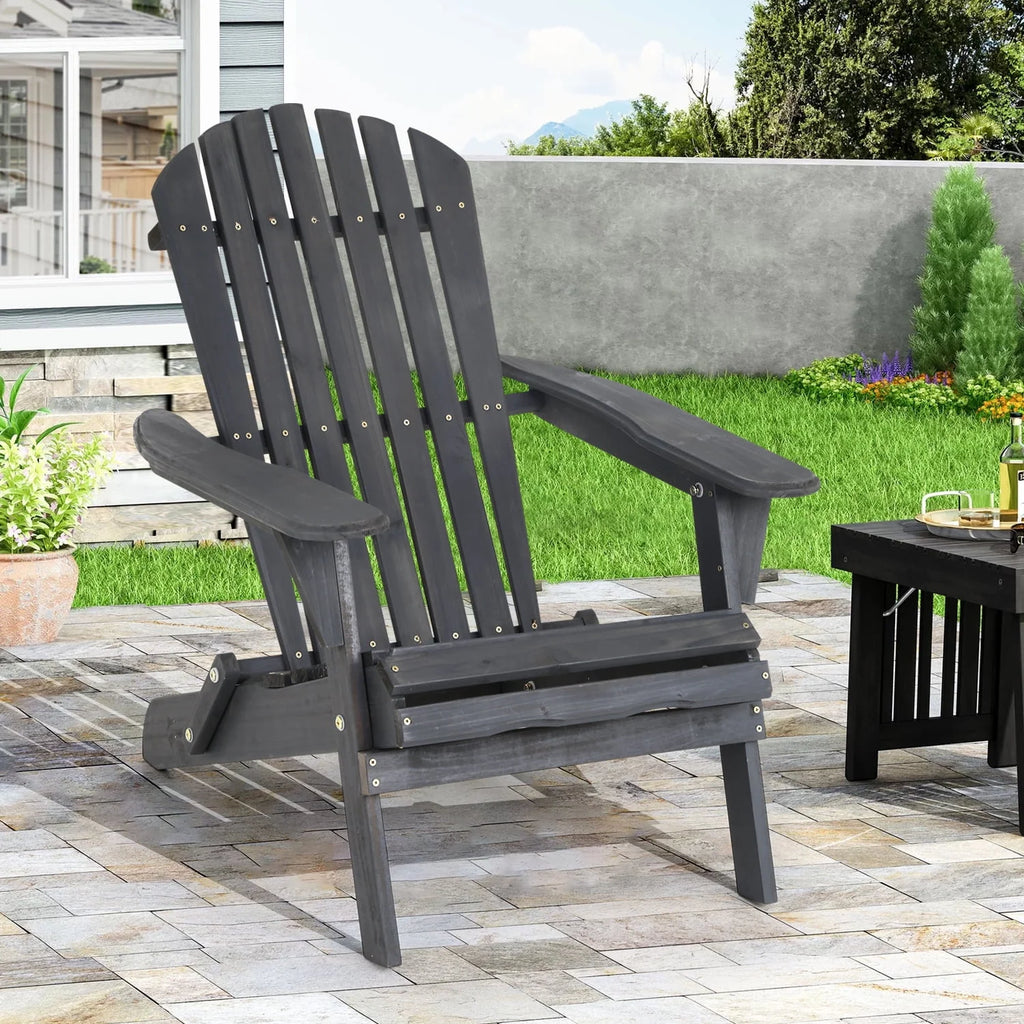 Folding Adirondack Chair Set of 2 Grey X127644