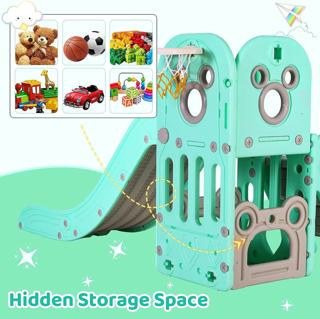 4 in 1 Toddler Slide and Climber Playset with Basketball Hoop Z81274