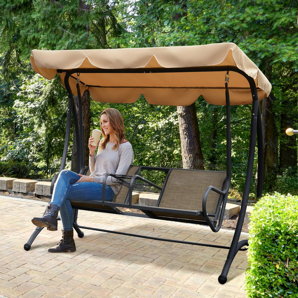 Covered Porch Canopy Swing Bench Chair with Stand M39506