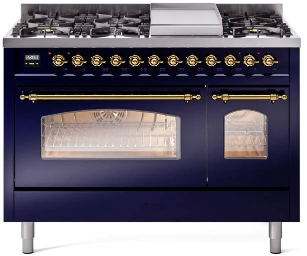 Blue Dual Fuel Natural Gas Range with Brass Trim D712360